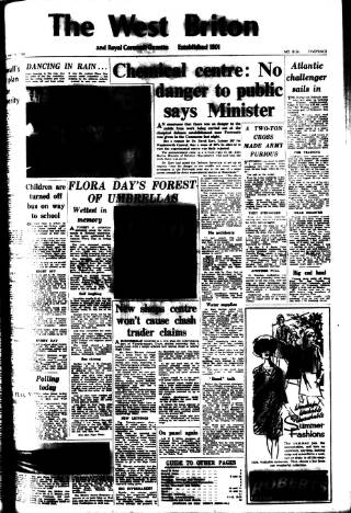 cover page of West Briton and Cornwall Advertiser published on May 9, 1968
