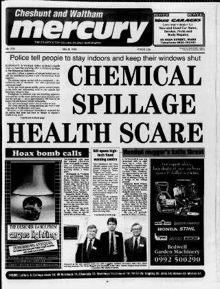 cover page of Cheshunt and Waltham Mercury published on May 8, 1992