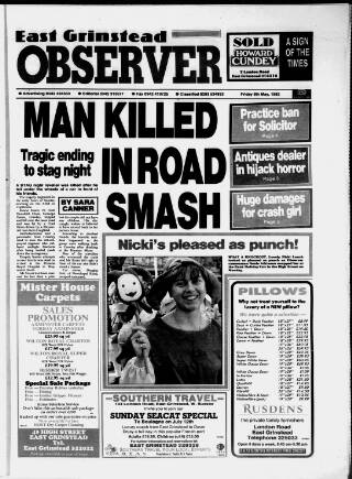 cover page of East Grinstead Observer published on May 8, 1992