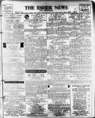 cover page of Esher News and Mail published on May 8, 1953