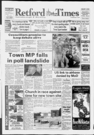 cover page of Retford, Gainsborough & Worksop Times published on May 8, 1997
