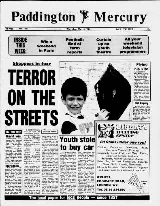cover page of Paddington Mercury published on May 8, 1986