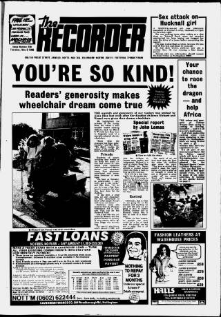 cover page of Nottingham Recorder published on May 8, 1986