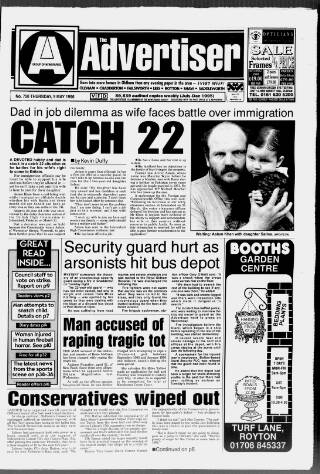 cover page of Oldham Advertiser published on May 9, 1996
