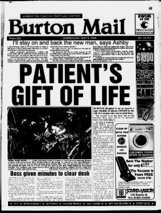 cover page of Burton Daily Mail published on May 8, 1996