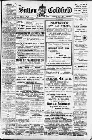 cover page of Sutton Coldfield News published on May 8, 1909