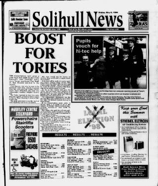 cover page of Solihull News published on May 8, 1998