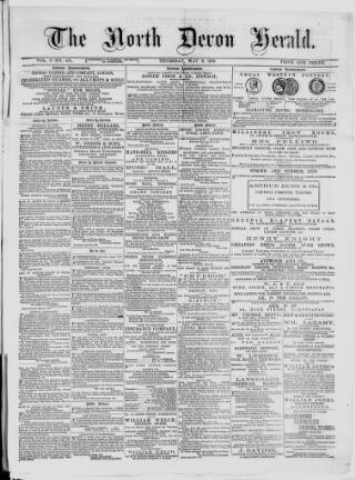 cover page of North Devon Herald published on May 8, 1879