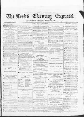 cover page of Leeds Evening Express published on May 8, 1868