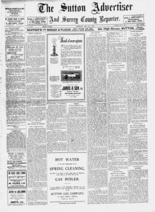 cover page of Sutton & Epsom Advertiser published on May 8, 1924
