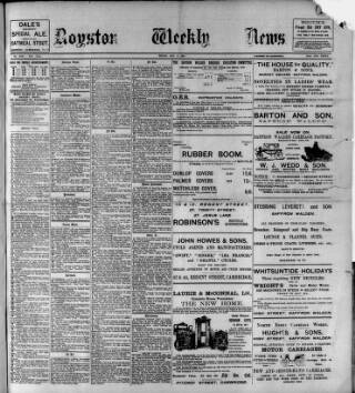 cover page of Royston Weekly News published on May 6, 1910