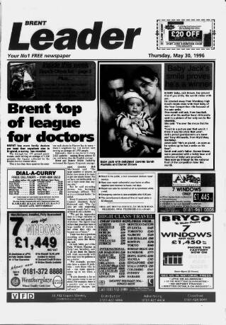 cover page of Brent Leader published on May 30, 1996