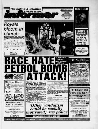 cover page of Ealing & Southall Informer published on May 8, 1992