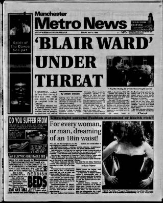 cover page of Manchester Metro News published on May 8, 1998