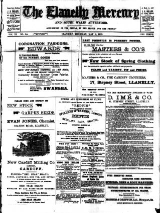 cover page of Llanelly Mercury published on May 8, 1902