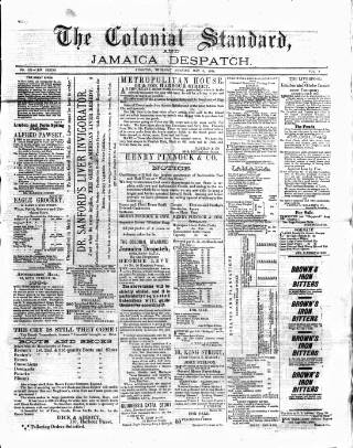 cover page of Colonial Standard and Jamaica Despatch published on May 8, 1884