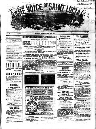 cover page of Voice of St. Lucia published on May 9, 1891
