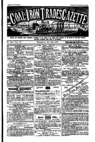 cover page of Midland & Northern Coal & Iron Trades Gazette published on May 8, 1878