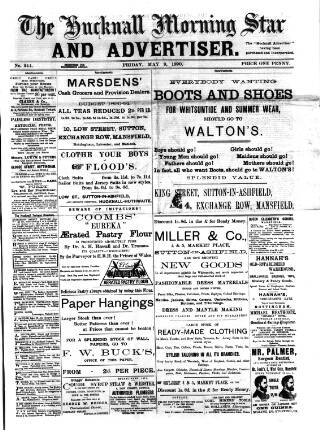 cover page of Hucknall Morning Star and Advertiser published on May 9, 1890