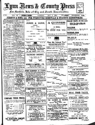 cover page of Lynn News & County Press published on May 8, 1934
