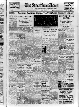 cover page of Streatham News published on May 8, 1942