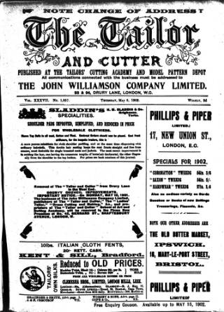cover page of Tailor & Cutter published on May 8, 1902