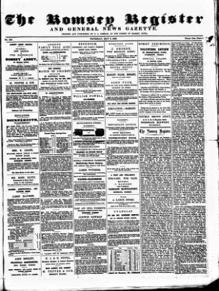 cover page of Romsey Register and General News Gazette published on May 8, 1862