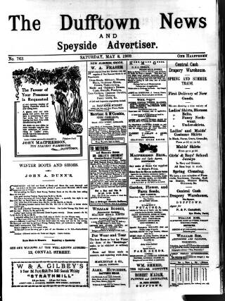cover page of Dufftown News and Speyside Advertiser published on May 8, 1909