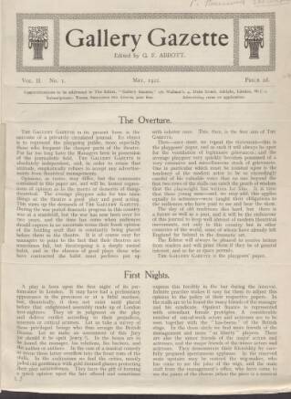 cover page of Gallery Gazette published on May 1, 1921