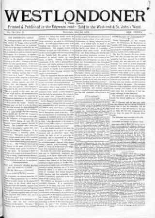 cover page of West Londoner published on May 25, 1872