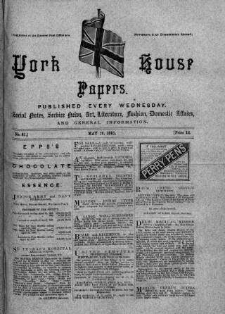 cover page of York House Papers published on May 18, 1881
