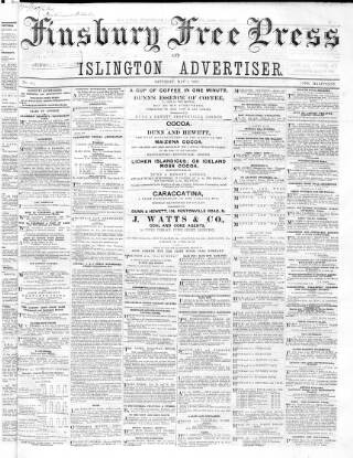cover page of Finsbury Free Press published on May 8, 1869