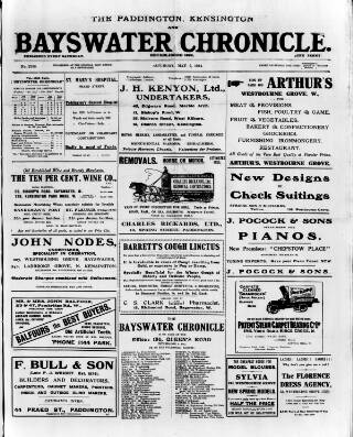 cover page of Bayswater Chronicle published on May 9, 1914