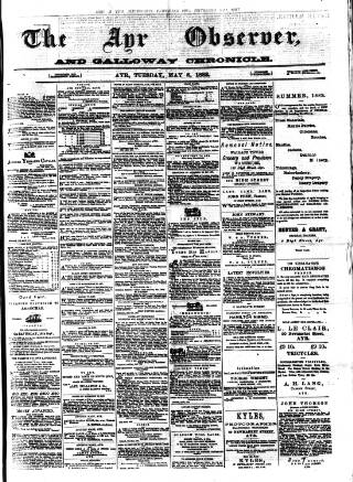 cover page of Ayr Observer published on May 8, 1883