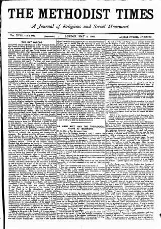 cover page of Methodist Times published on May 8, 1902