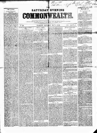 cover page of Commonwealth (Glasgow) published on May 8, 1858