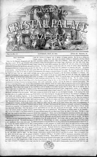 cover page of Illustrated Crystal Palace Gazette published on May 27, 1854