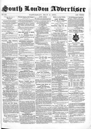 cover page of South London Advertiser published on May 9, 1863