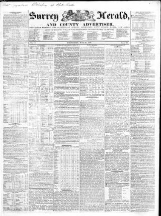 cover page of Surrey Herald and County Advertiser published on May 23, 1827