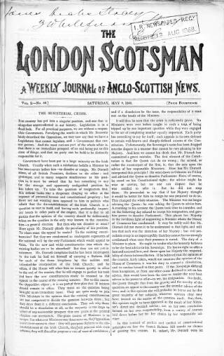 cover page of London Scotsman published on May 9, 1868