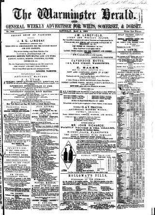 cover page of Warminster Herald published on May 9, 1868