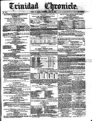 cover page of Trinidad Chronicle published on May 9, 1865
