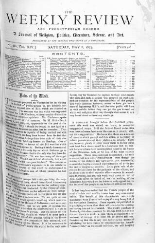 cover page of Weekly Review (London) published on May 8, 1875