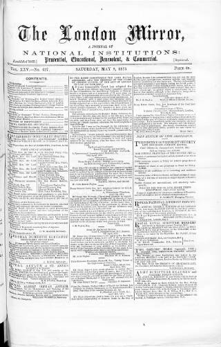 cover page of London Mirror published on May 8, 1875