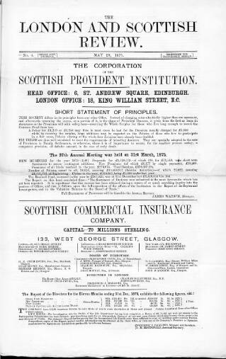 cover page of London and Scottish Review published on May 29, 1875