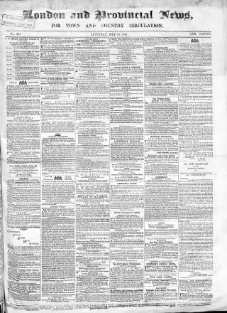 cover page of London & Provincial News and General Advertiser published on May 18, 1867