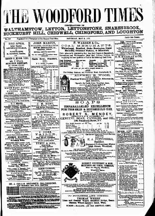 cover page of Woodford Times published on May 8, 1875