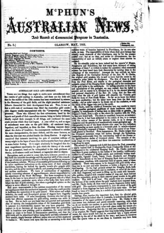cover page of McPhun's Australian News published on May 1, 1853