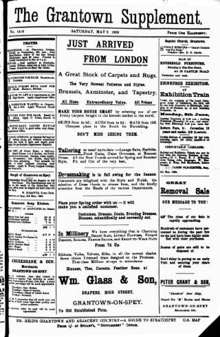 cover page of Grantown Supplement published on May 9, 1908
