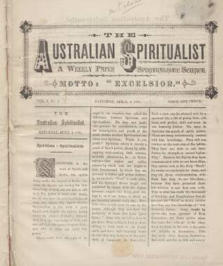 cover page of Australian Spiritualist published on April 9, 1881